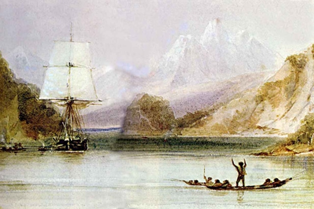 Depiction of the H.M.S. Beagle by Conrad Martens Depiction of the H.M.S. Beagle by Conrad Martens